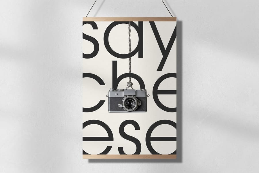 White Hanging Poster Mockup