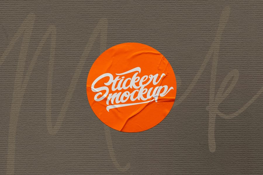 Wrinkled Amber Circle Sticker Mockup