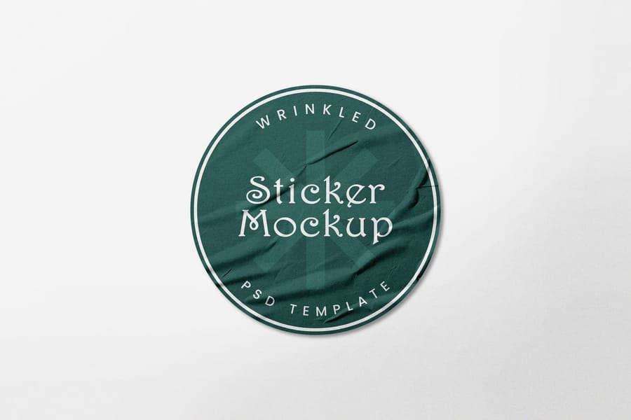 Wrinkled Pine Round Sticker Brand Mockup