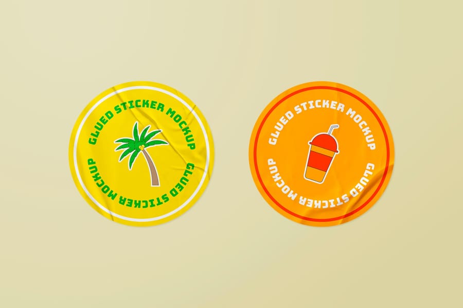 Yellow Orange Summer Theme Sticker Mockup