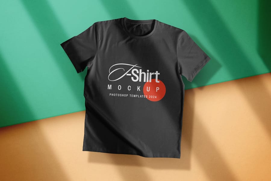 Black T-Shirt Mockup with Fresh Background Vibes