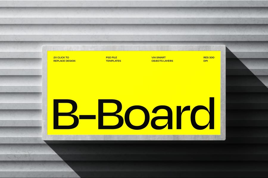 Neon Billboard Screen Sign Mockup with Shadow