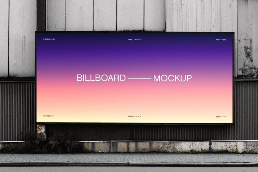 Outdoor Pedestrian Billboard Screen Mockup