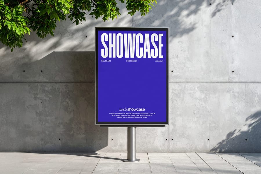 Outdoor Sidewalk Showcase Billboard Sign Mockup