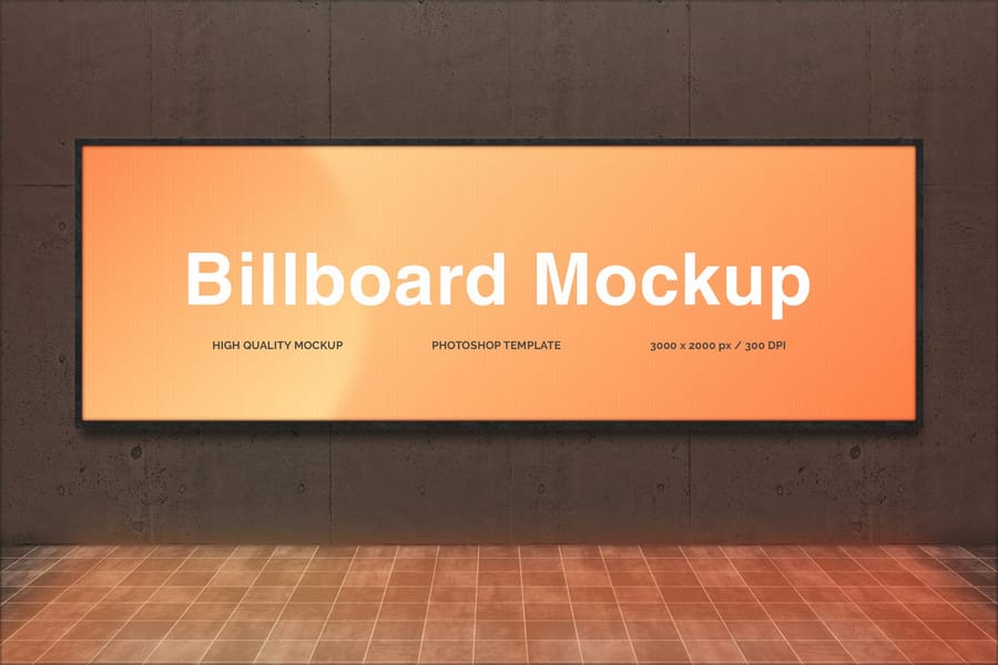 Realistic Screen with Light Rectangle Billboard Mockup